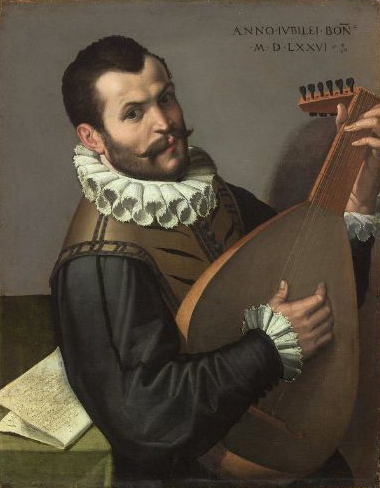 Portrait of a Man Playing a Lute 1576 Bartolomeo Passarotti, Italian